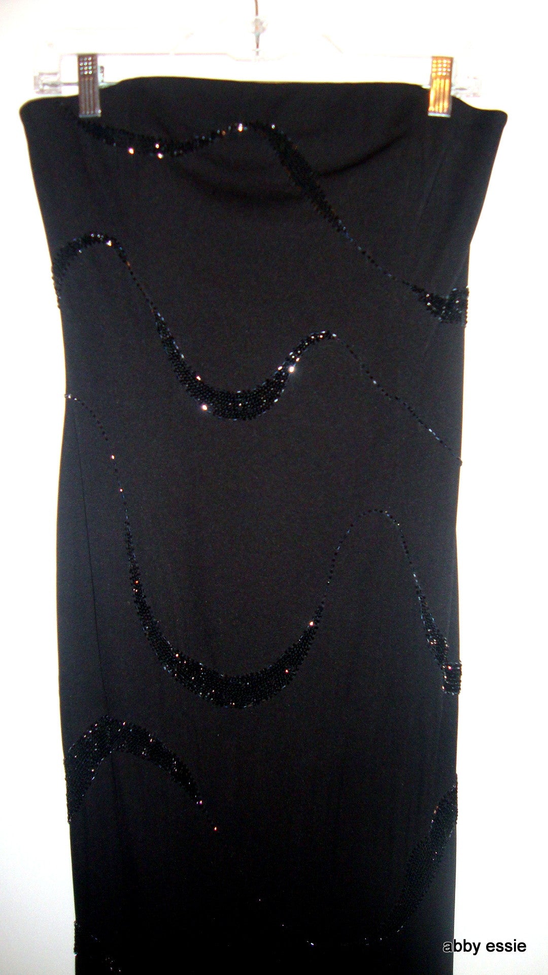 Rimini By Shaw Black Sequined Strapless Stretch Cocktail Formal Wedding Abby Essie