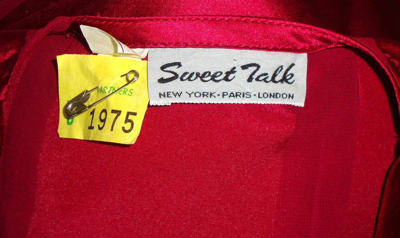 Vintage SWEET TALK RED BURGUNDY SILK STRIPED SHEER FULL SKIRT COCKTAIL DRESS SMALL 5 6