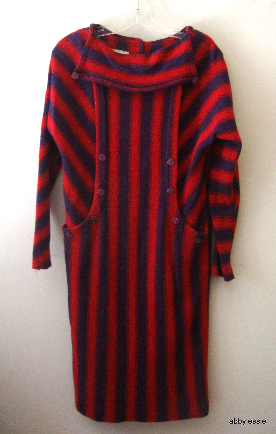 Antique Striped Wool Knit Peasant Festival Dress Abby Essie