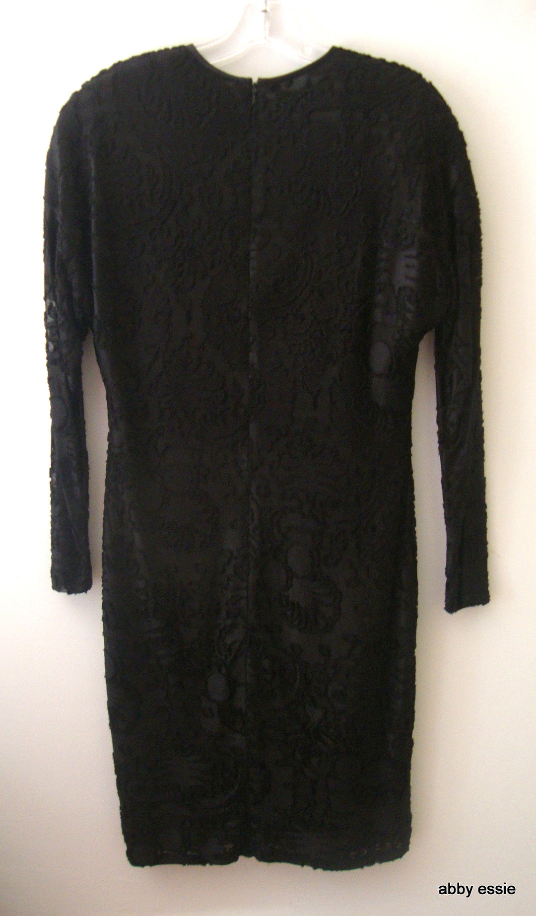 Linda Allard Ellen Tracy Black Burnout Velvet Sheer Layered Cocktail Dress Abby Essie