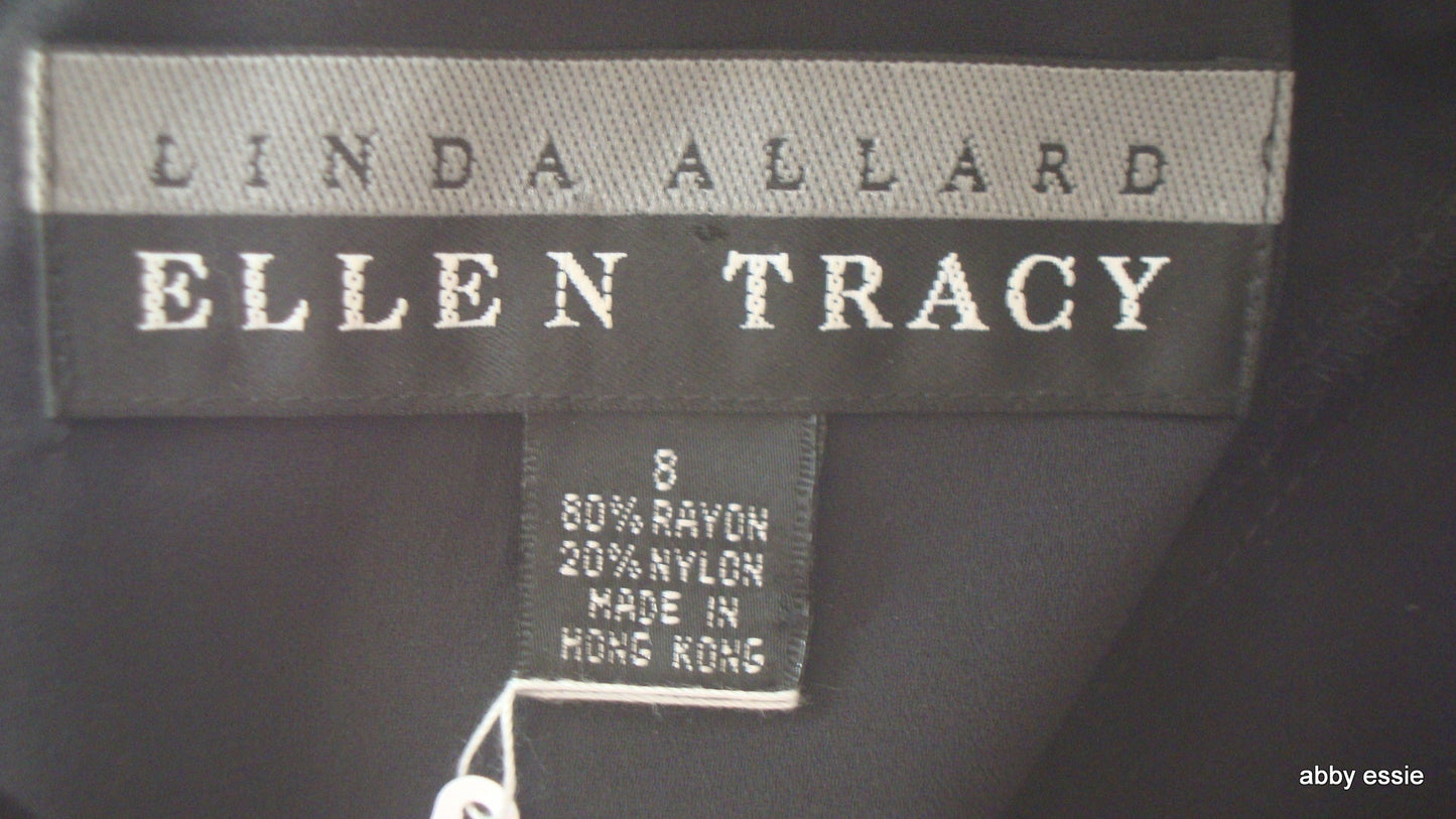 Linda Allard Ellen Tracy Black Burnout Velvet Sheer Layered Cocktail Dress