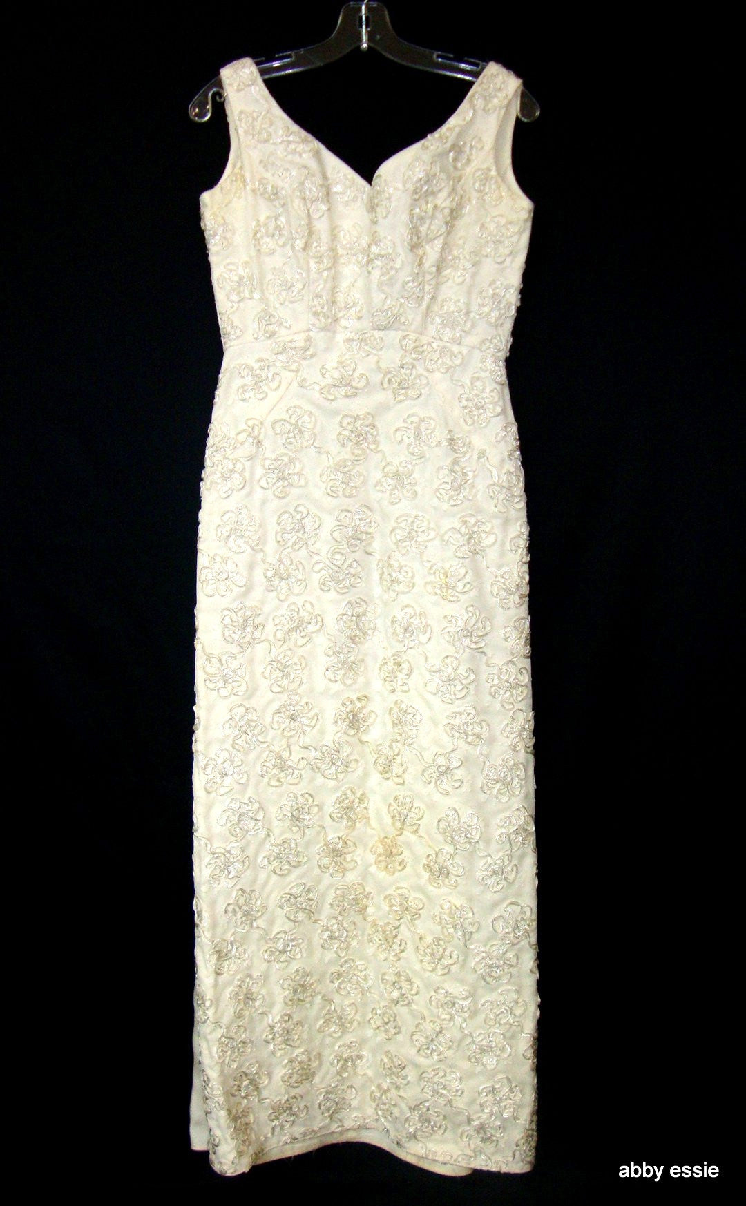 Vintage Mike Benet Wedding Cream White Floral Rosette Design Dress Small Abby Essie