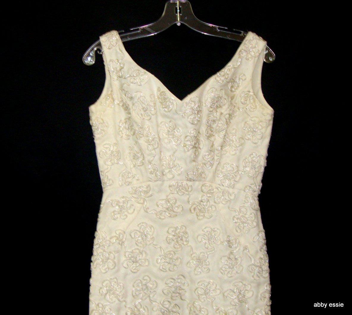 Vintage Mike Benet Wedding Cream White Floral Rosette Design Dress Sma ...