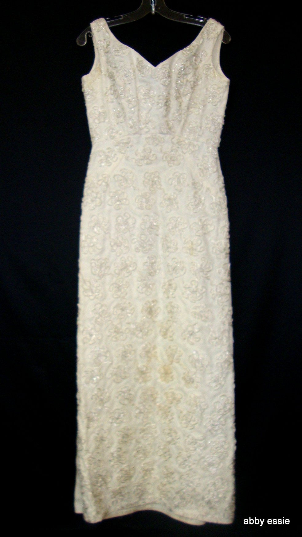 Vintage Mike Benet Wedding Cream White Floral Rosette Design Dress Small