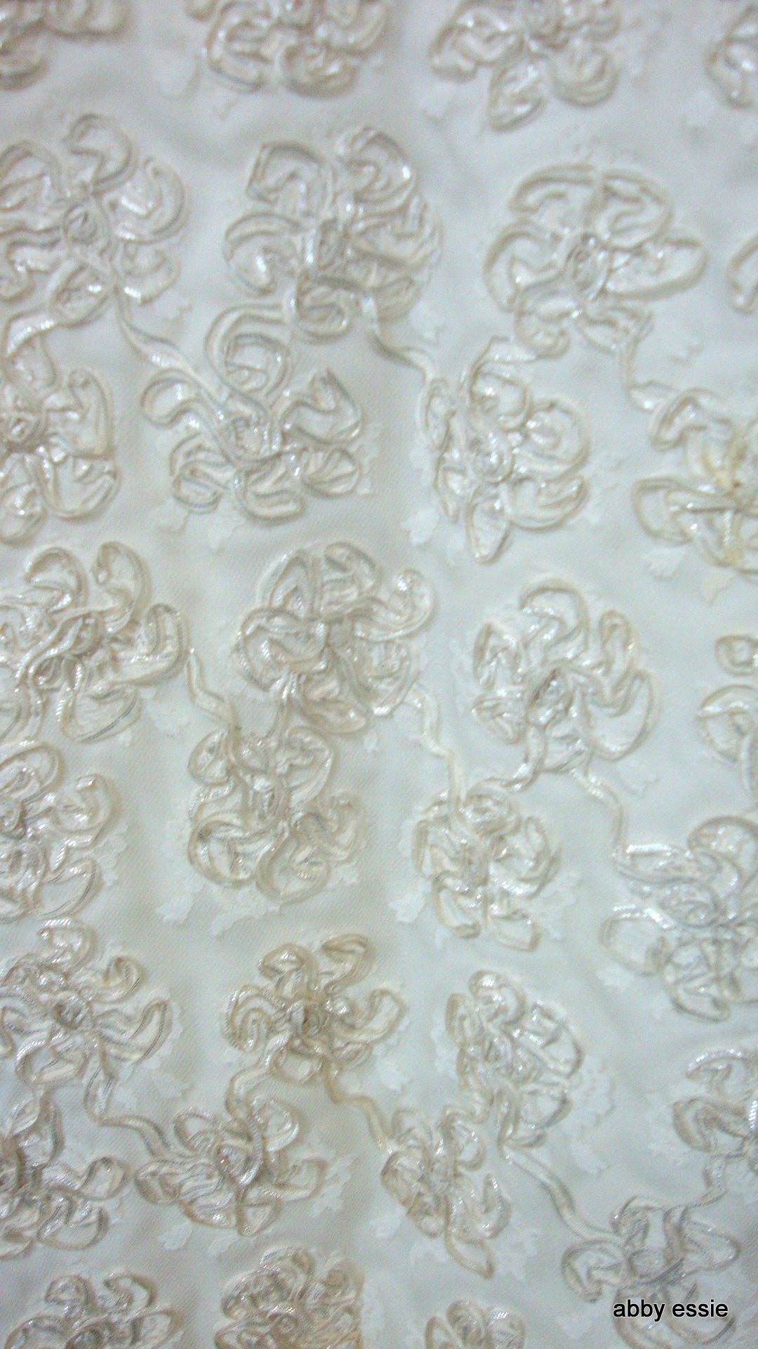 Vintage Mike Benet Wedding Cream White Floral Rosette Design Dress Small Abby Essie