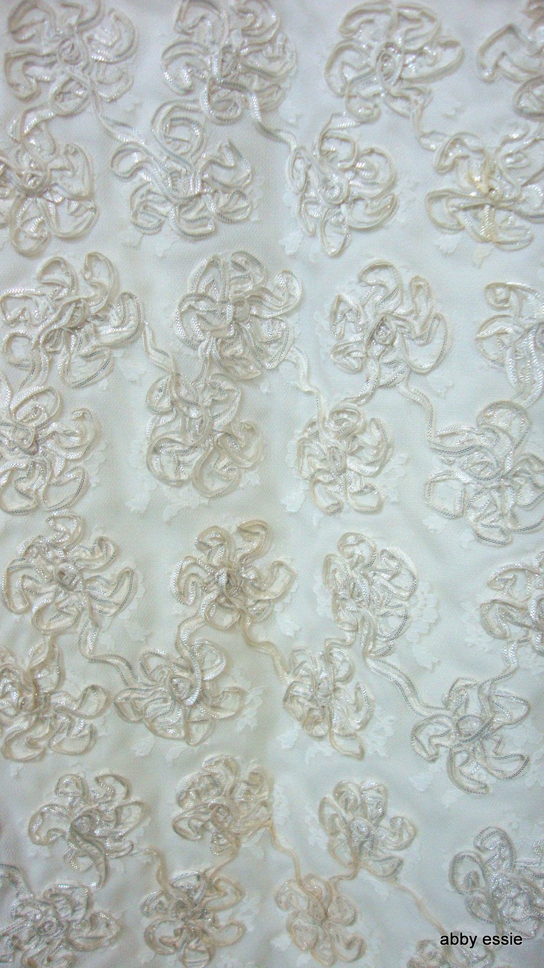 Vintage Mike Benet Wedding Cream White Floral Rosette Design Dress Small Abby Essie