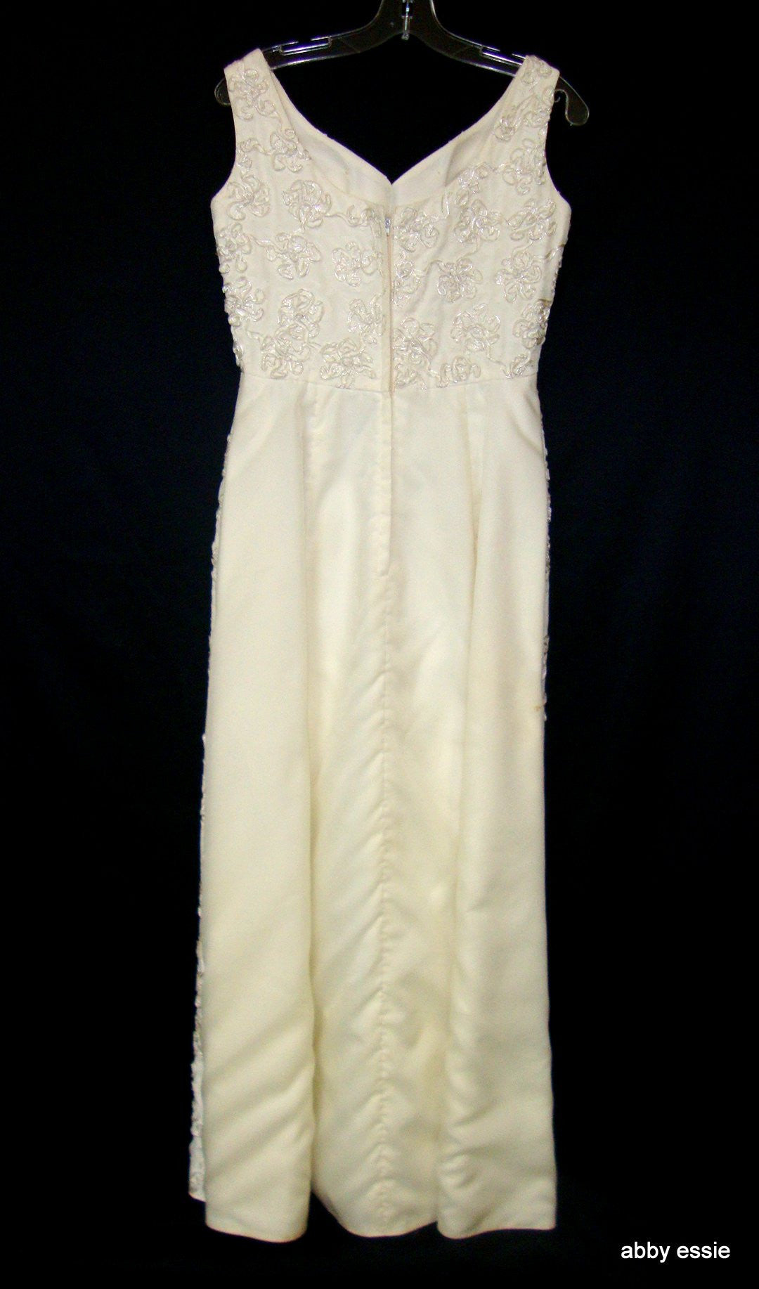 Vintage Mike Benet Wedding Cream White Floral Rosette Design Dress Small Abby Essie