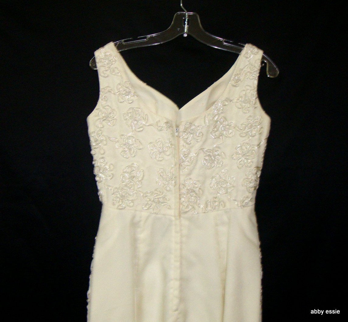 Vintage Mike Benet Wedding Cream White Floral Rosette Design Dress Small Abby Essie