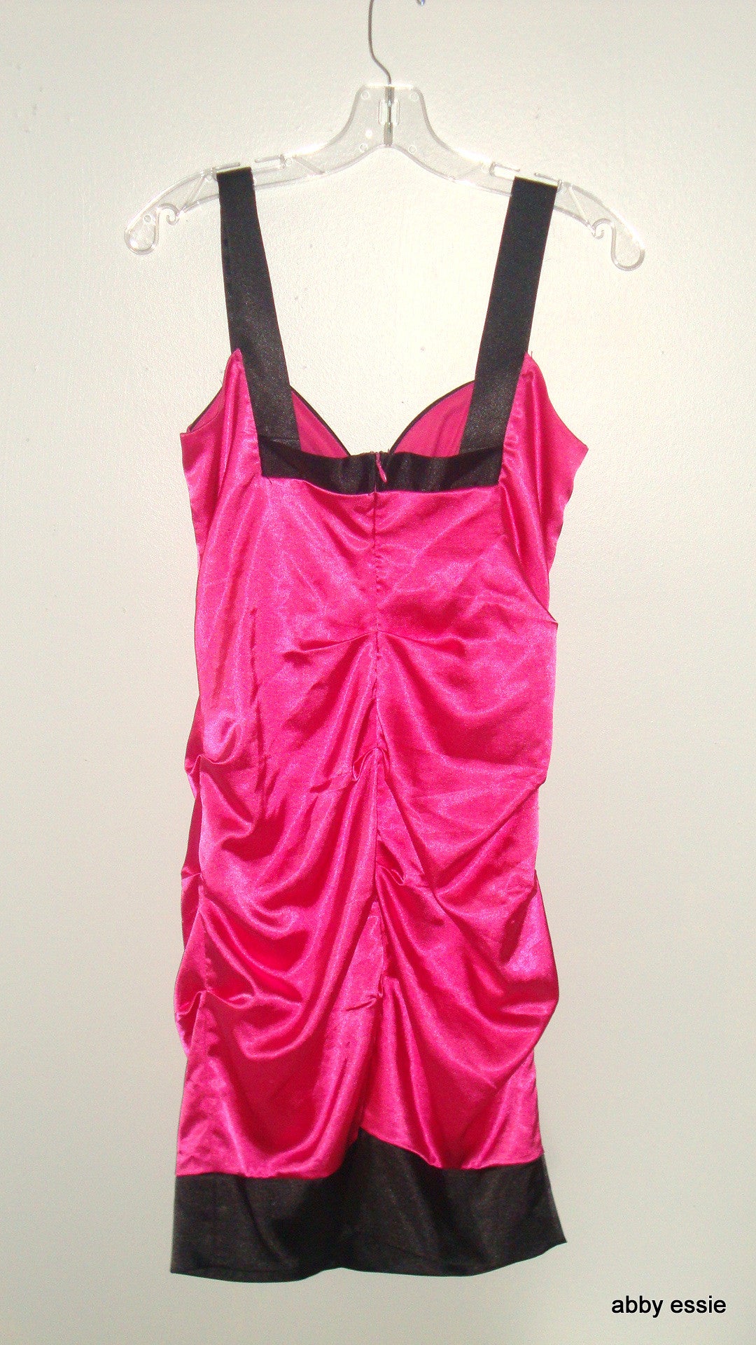Speechless Hot Pink Satin Stretch Ruche Dress Abby Essie