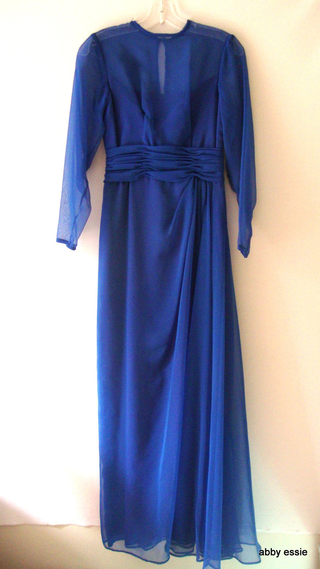 Vintage Alyce Designs Blue 50s 60s 70s Style Sheer Dress Sz 8 Ld-2722