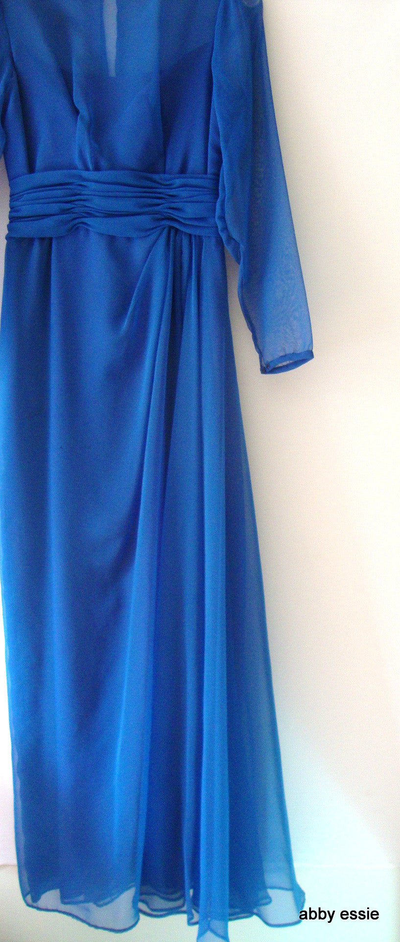 Vintage Alyce Designs Blue 50s 60s 70s Style Sheer Dress Sz 8 Ld-2722 Abby Essie