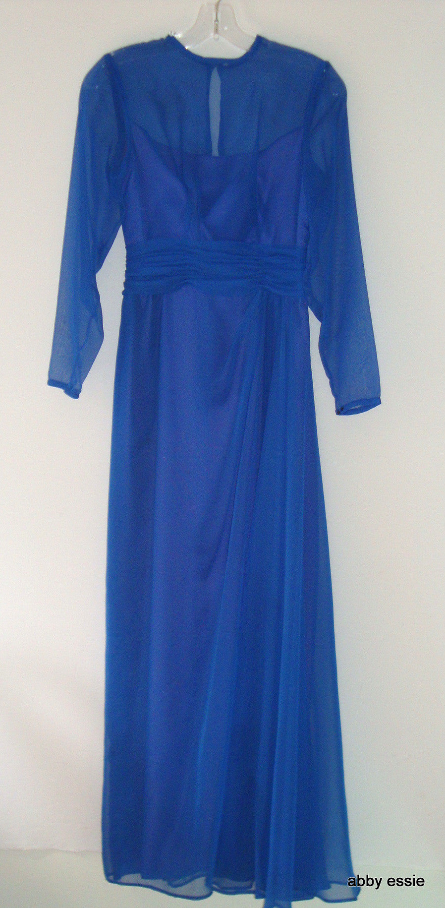 Vintage Alyce Designs Blue 50s 60s 70s Style Sheer Dress Sz 8 Ld-2722 Abby Essie