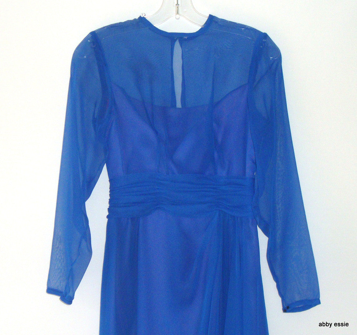 Vintage Alyce Designs Blue 50s 60s 70s Style Sheer Dress Sz 8 Ld-2722 Abby Essie