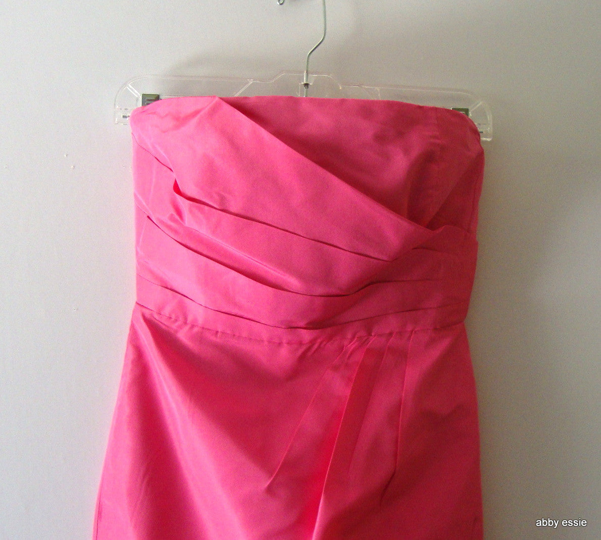 J Crew Hot Pink 100% Silk Pleated Bustier Formal Prom Cocktail Mini Dress 4 Abby Essie