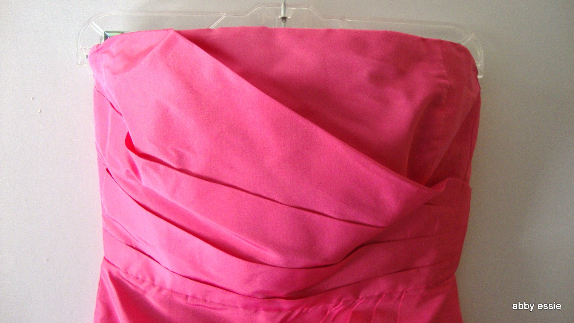 J Crew Hot Pink 100% Silk Pleated Bustier Formal Prom Cocktail Mini Dress 4 Abby Essie