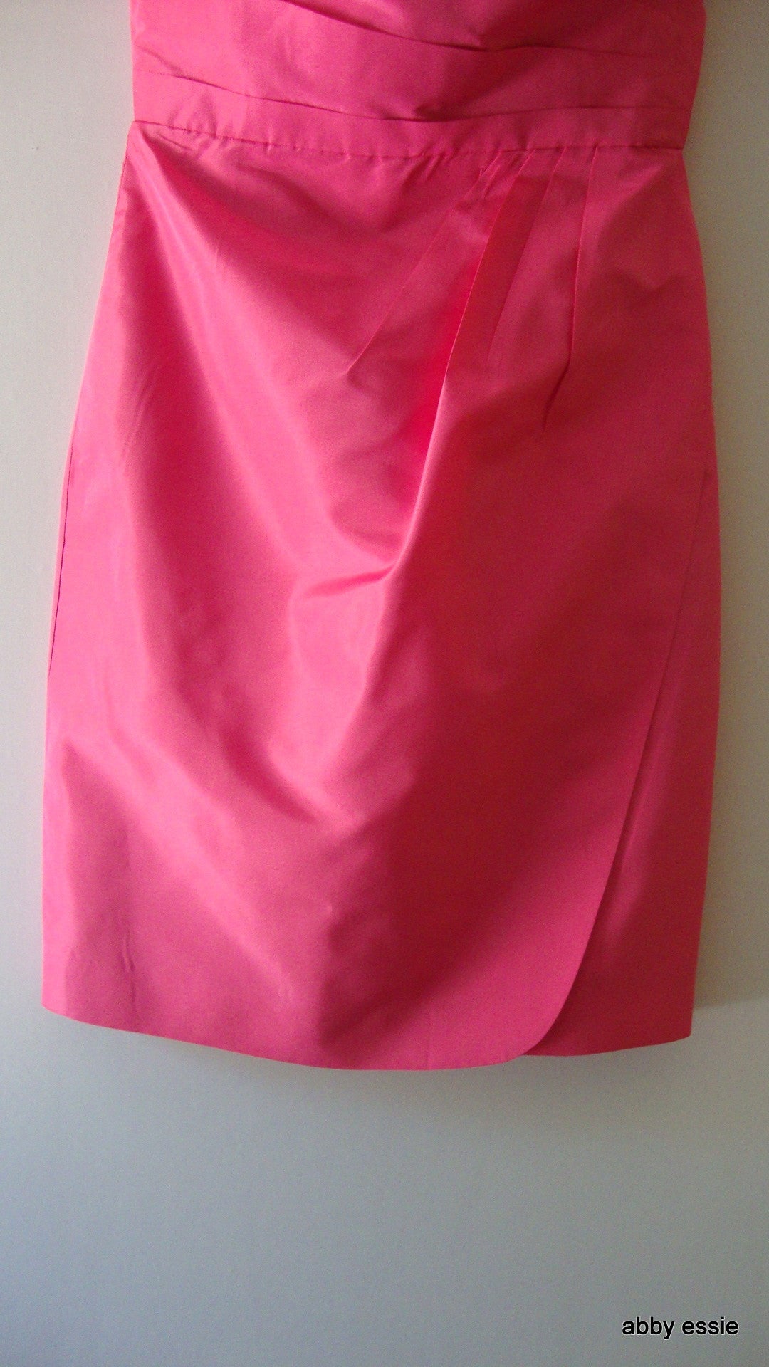 J Crew Hot Pink 100% Silk Pleated Bustier Formal Prom Cocktail Mini Dress 4 Abby Essie