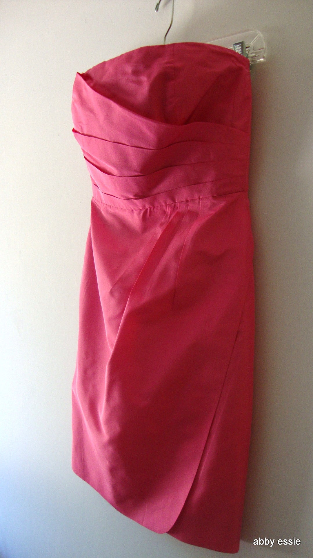 J Crew Hot Pink 100% Silk Pleated Bustier Formal Prom Cocktail Mini Dress 4 Abby Essie