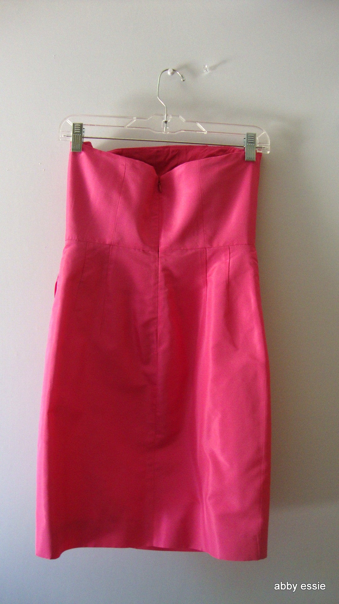 J Crew Hot Pink 100% Silk Pleated Bustier Formal Prom Cocktail Mini Dress 4