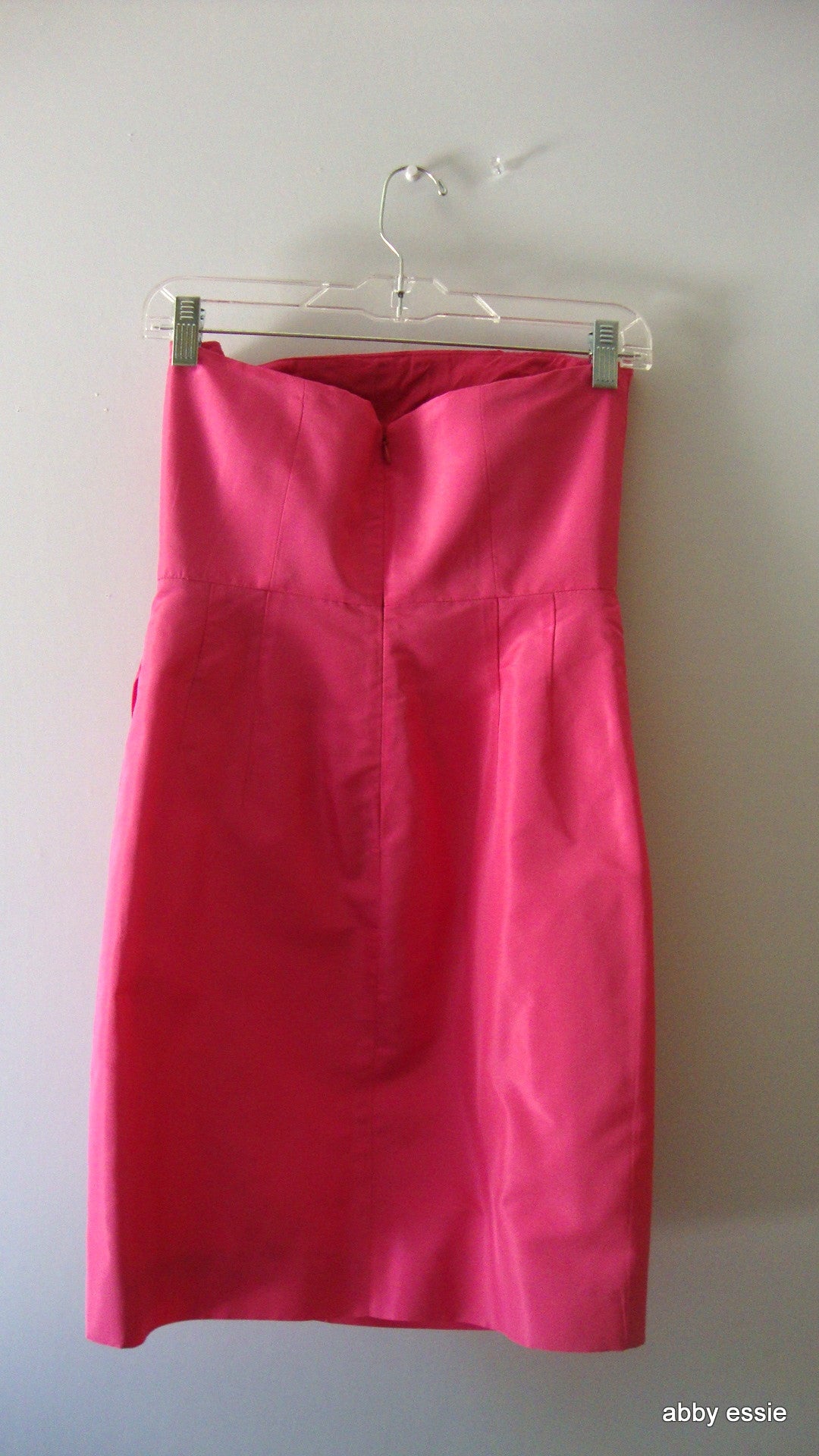 J Crew Hot Pink 100% Silk Pleated Bustier Formal Prom Cocktail Mini Dress 4 Abby Essie