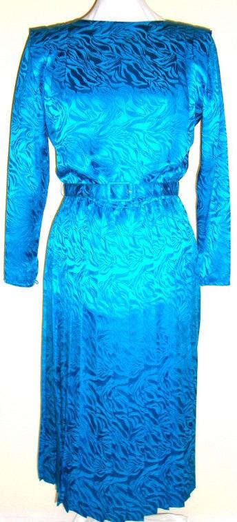 Vintage Silk Turquoise Blue Dress Abby Essie