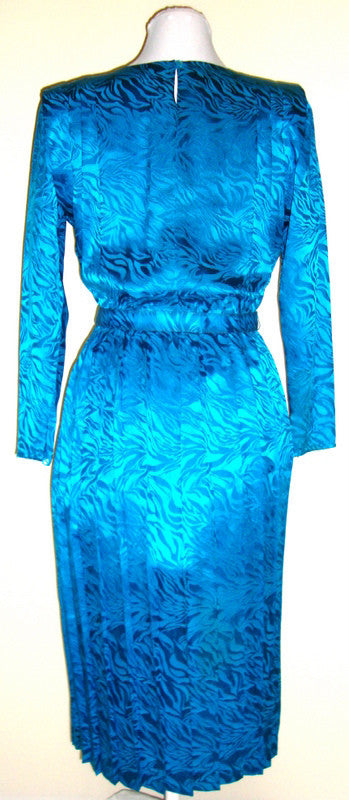 Vintage Silk Turquoise Blue Dress