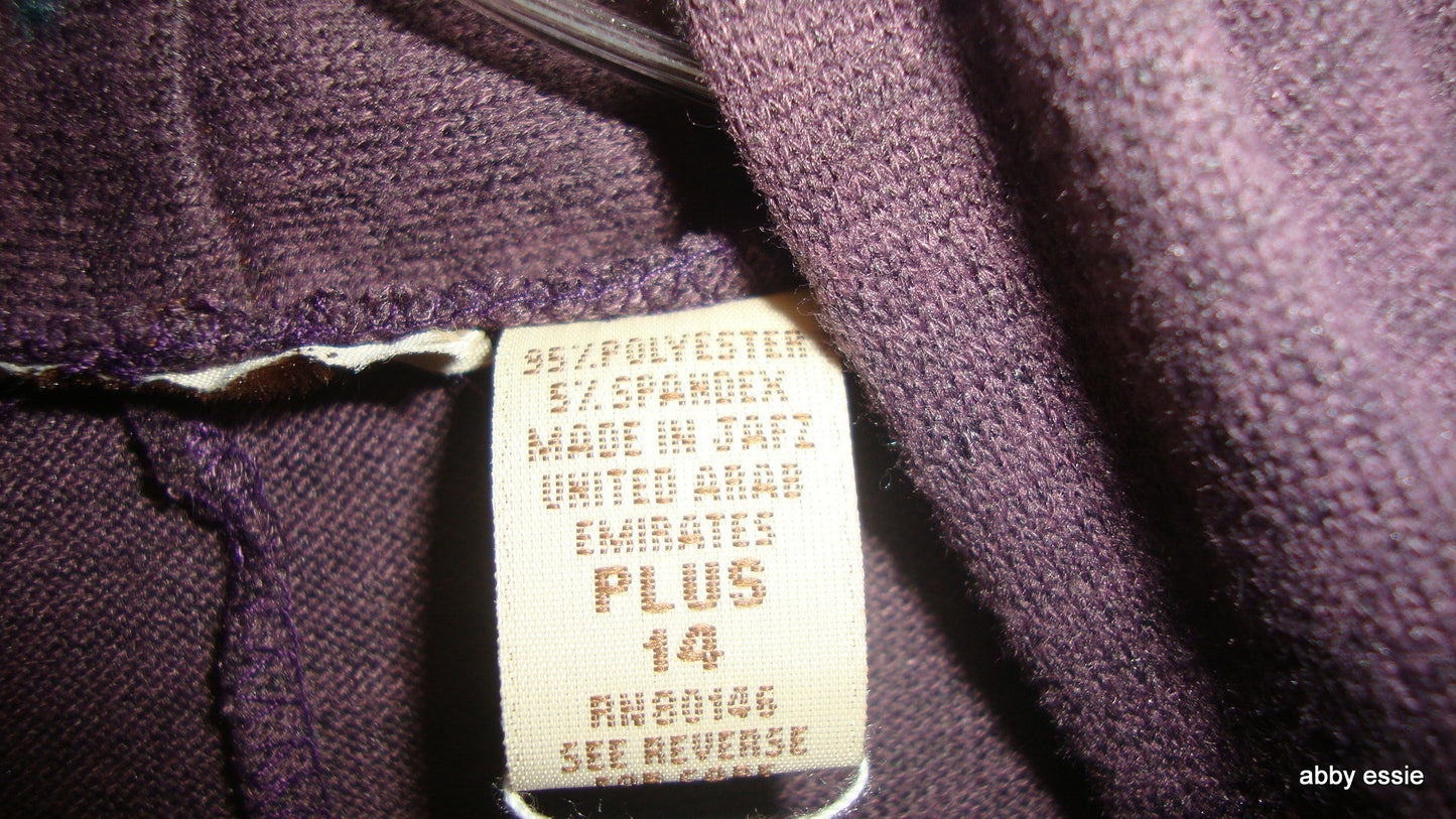 Cozy Purple Eggplant Knit Sweater Long Turtleneck Dress Sz Plus 14 Large