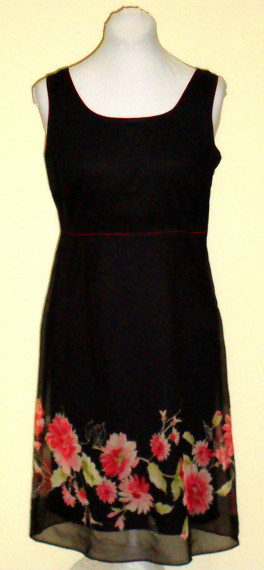 NWOT COMPONIX BLACK LAYERED SHEATH TANK DRESS FLORAL MEDIUM [8 10] Abby Essie