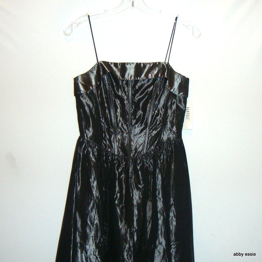 NWT Gunmetal Black & Sheer Bustier Victorian Goth Gown Abby Essie