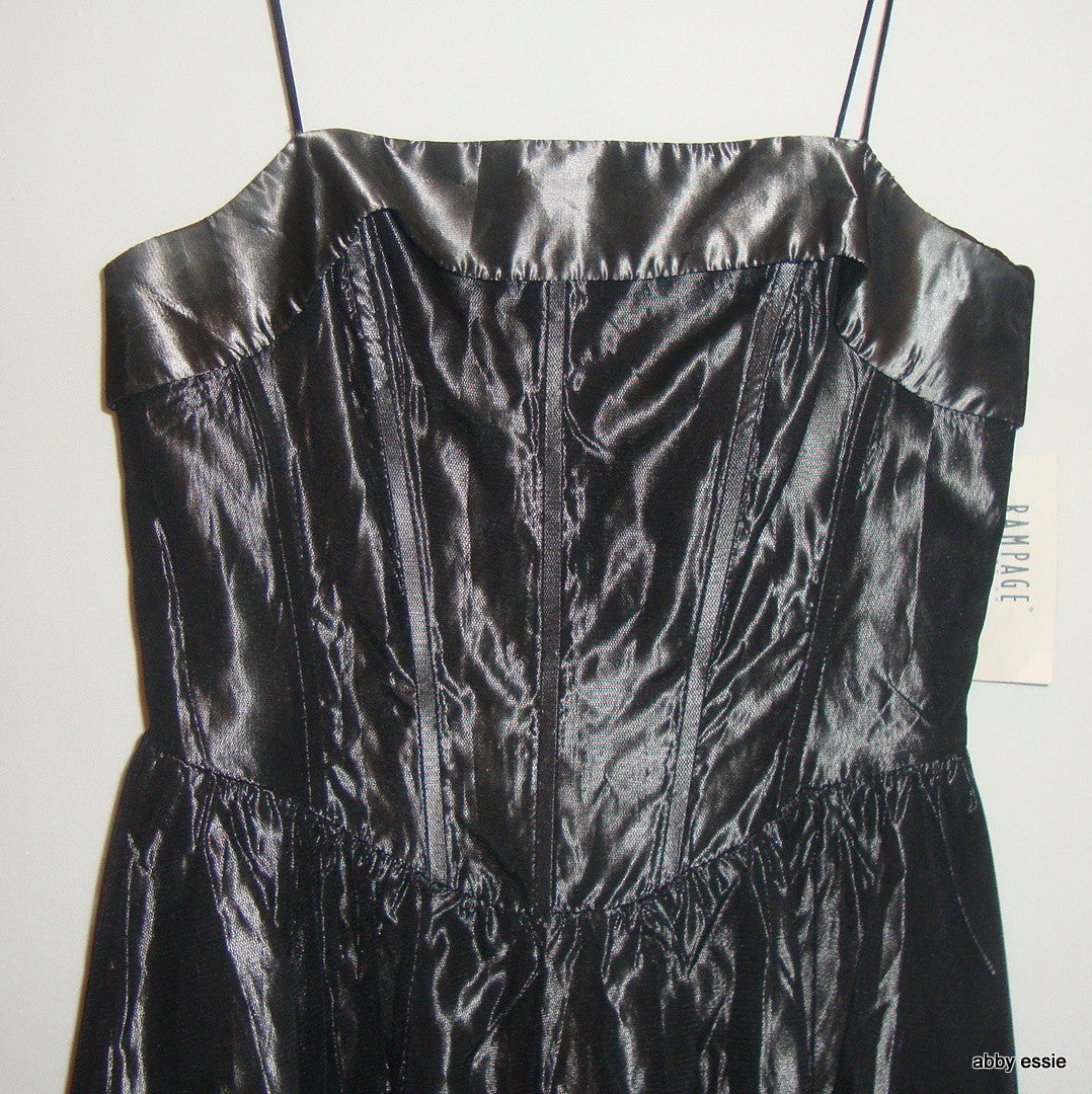 NWT Gunmetal Black & Sheer Bustier Victorian Goth Gown Abby Essie