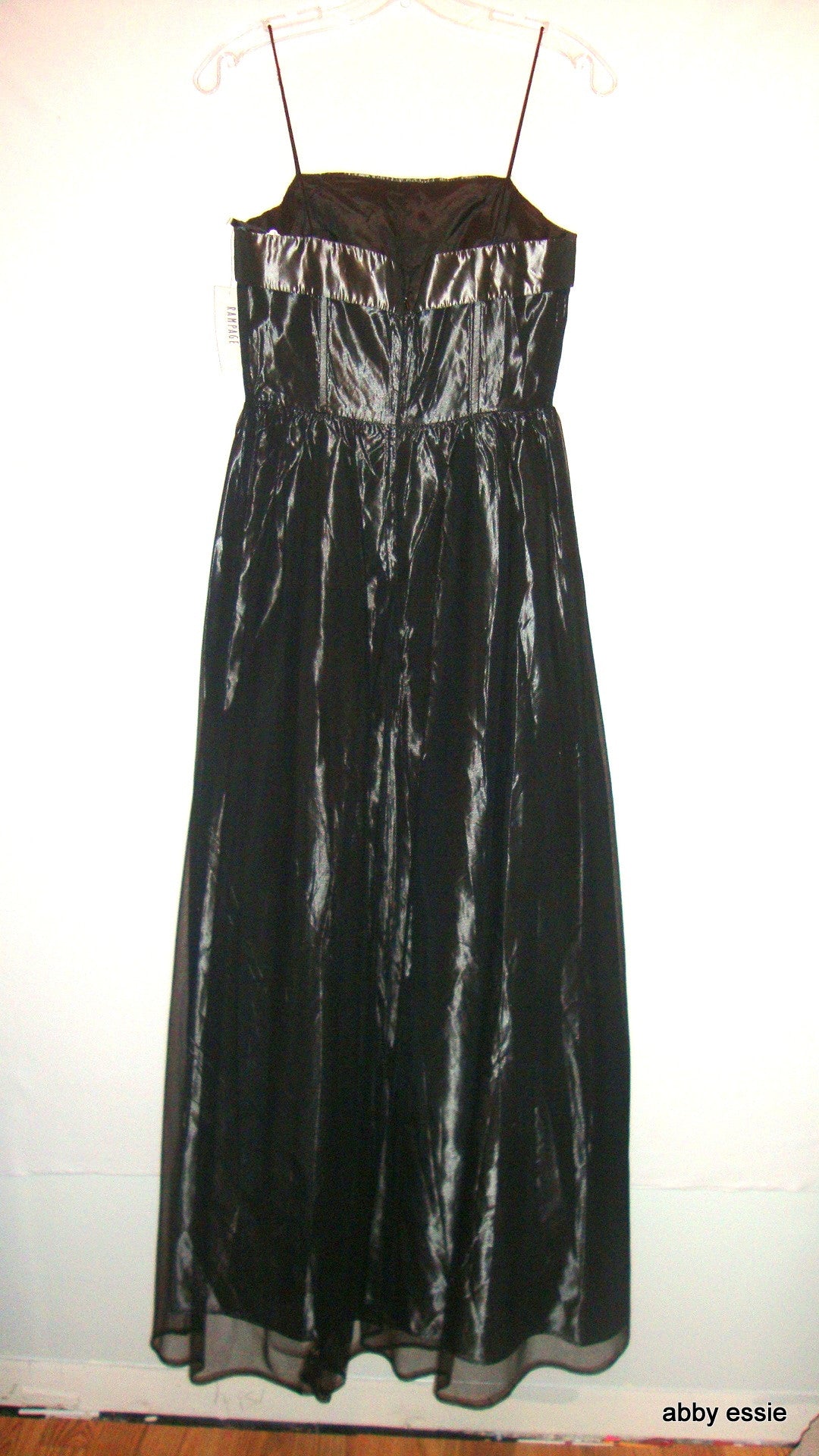 NWT Gunmetal Black & Sheer Bustier Victorian Goth Gown Abby Essie