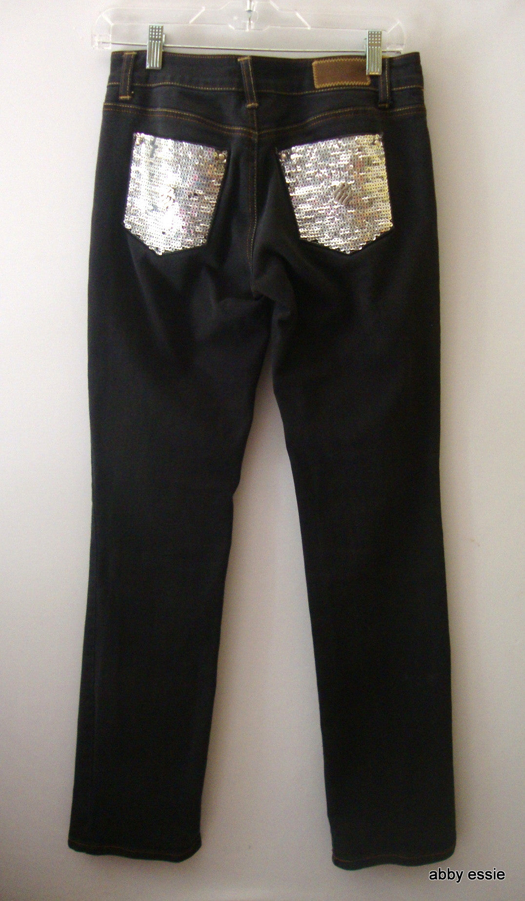 Dark Denim Jeans W/ Sequined Back Pockets Abby Essie