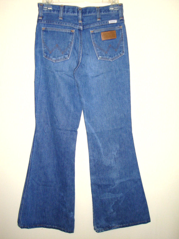Vintage Wrangler Blue Denim Leather On Pocket Jeans