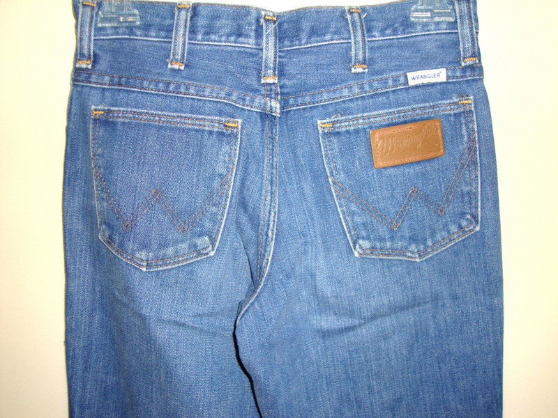 Vintage Wrangler Blue Denim Leather On Pocket Jeans Abby Essie