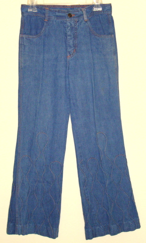 Vintage Wild Oats Retro High Waist Blue Jeans Ornate Design Like Sz 6 W 29-30
