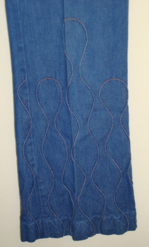 Vintage Wild Oats Retro High Waist Blue Jeans Ornate Design Like Sz 6 W 29-30