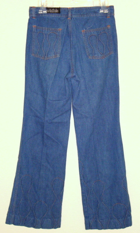 Vintage Wild Oats Retro High Waist Blue Jeans Ornate Design Like Sz 6 W 29-30 Abby Essie