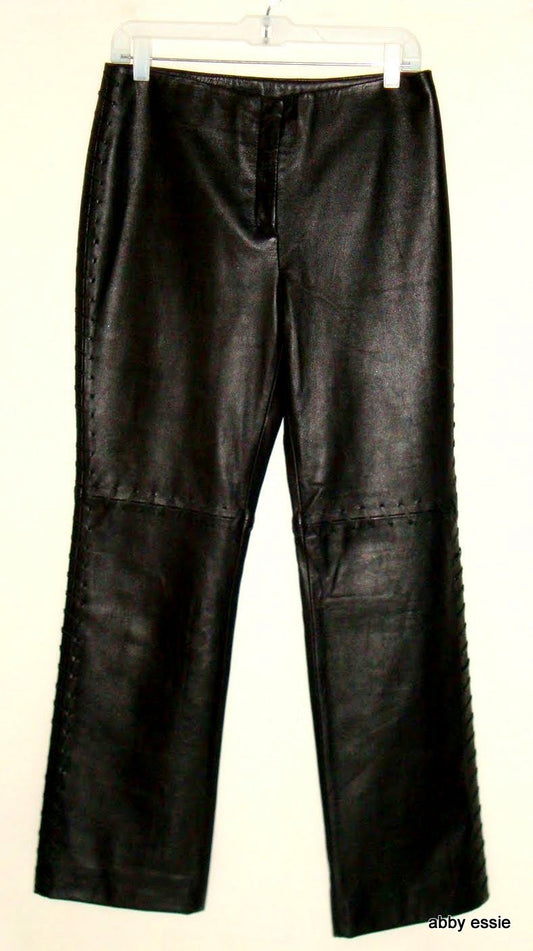 Black Leather Lace-Up Sides Rock Star Pants