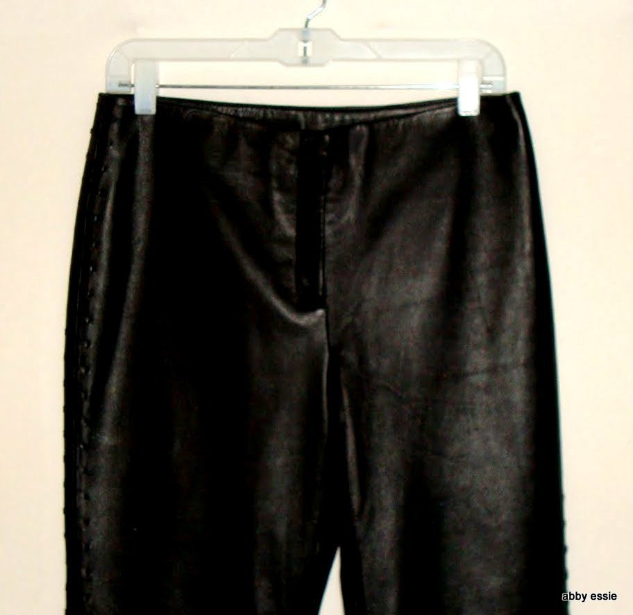 Black Leather Lace-Up Sides Rock Star Pants