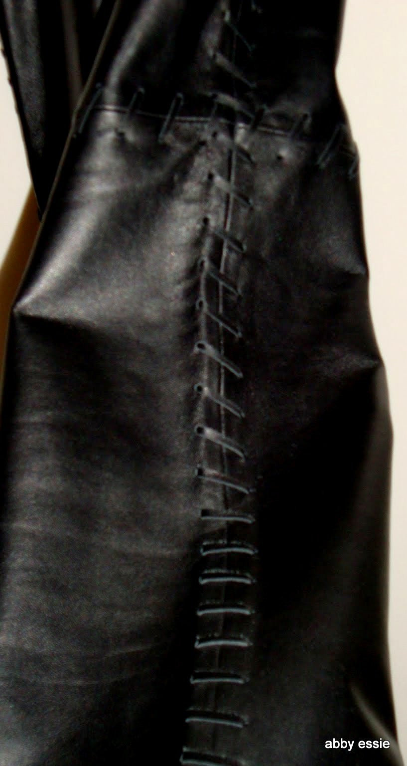 Black Leather Lace-Up Sides Rock Star Pants