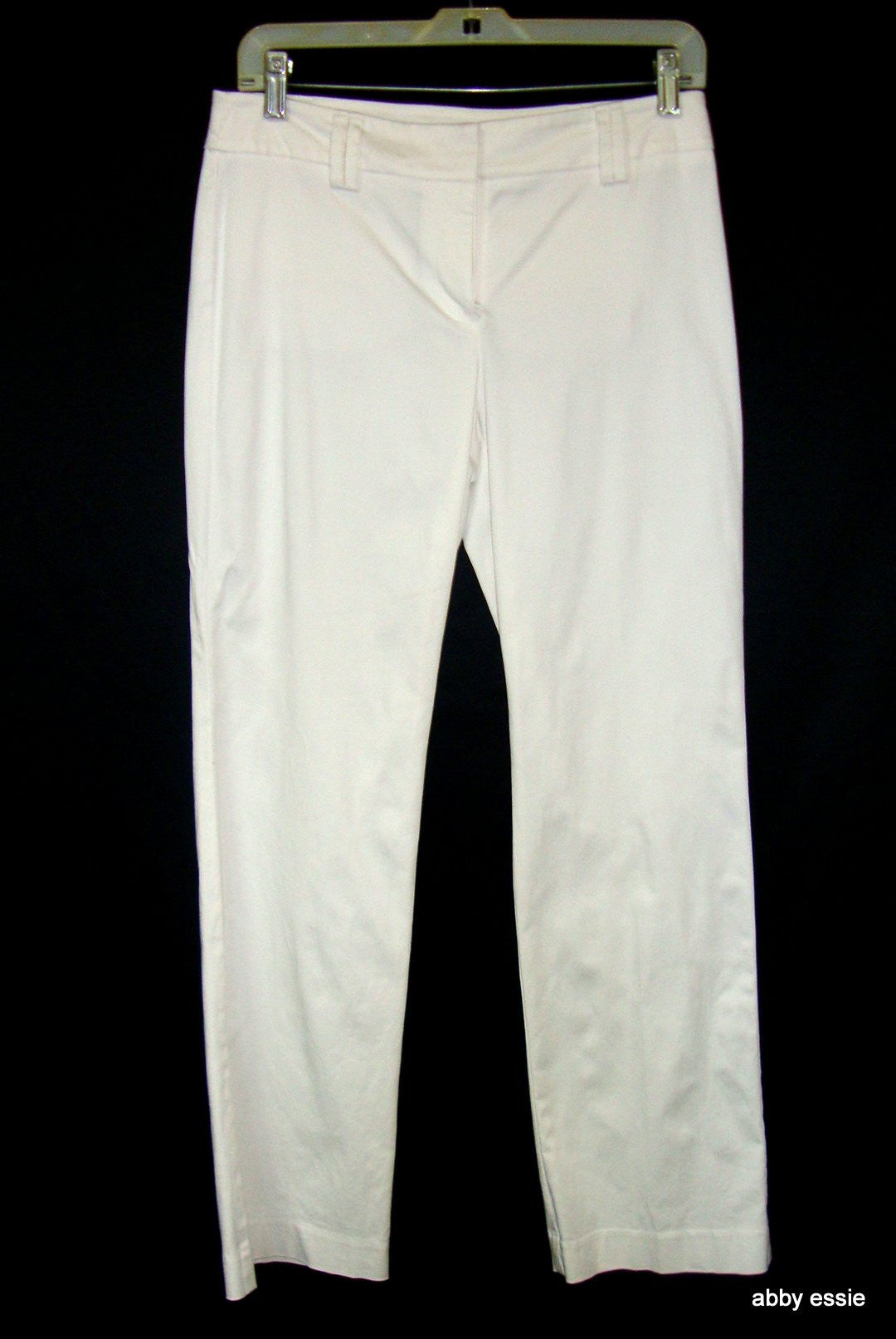 Ann Taylor Loft Petites White Flat Front Stretch Career Cocktail Casual Pants 2p