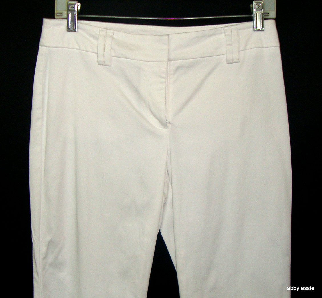 Ann Taylor Loft Petites White Flat Front Stretch Career Cocktail Casual Pants 2p Abby Essie