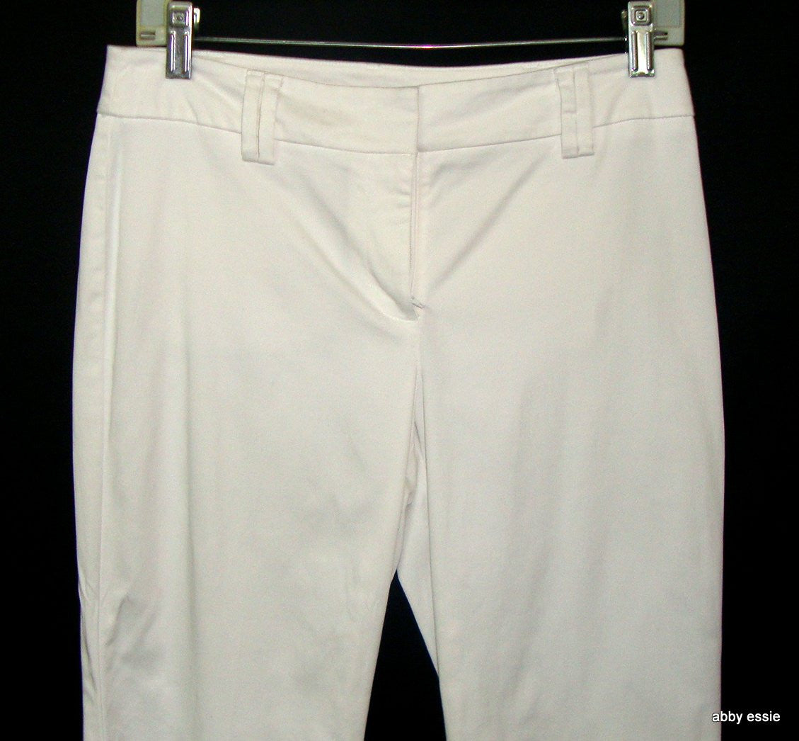 Ann Taylor Loft Petites White Flat Front Stretch Career Cocktail Casual Pants 2p