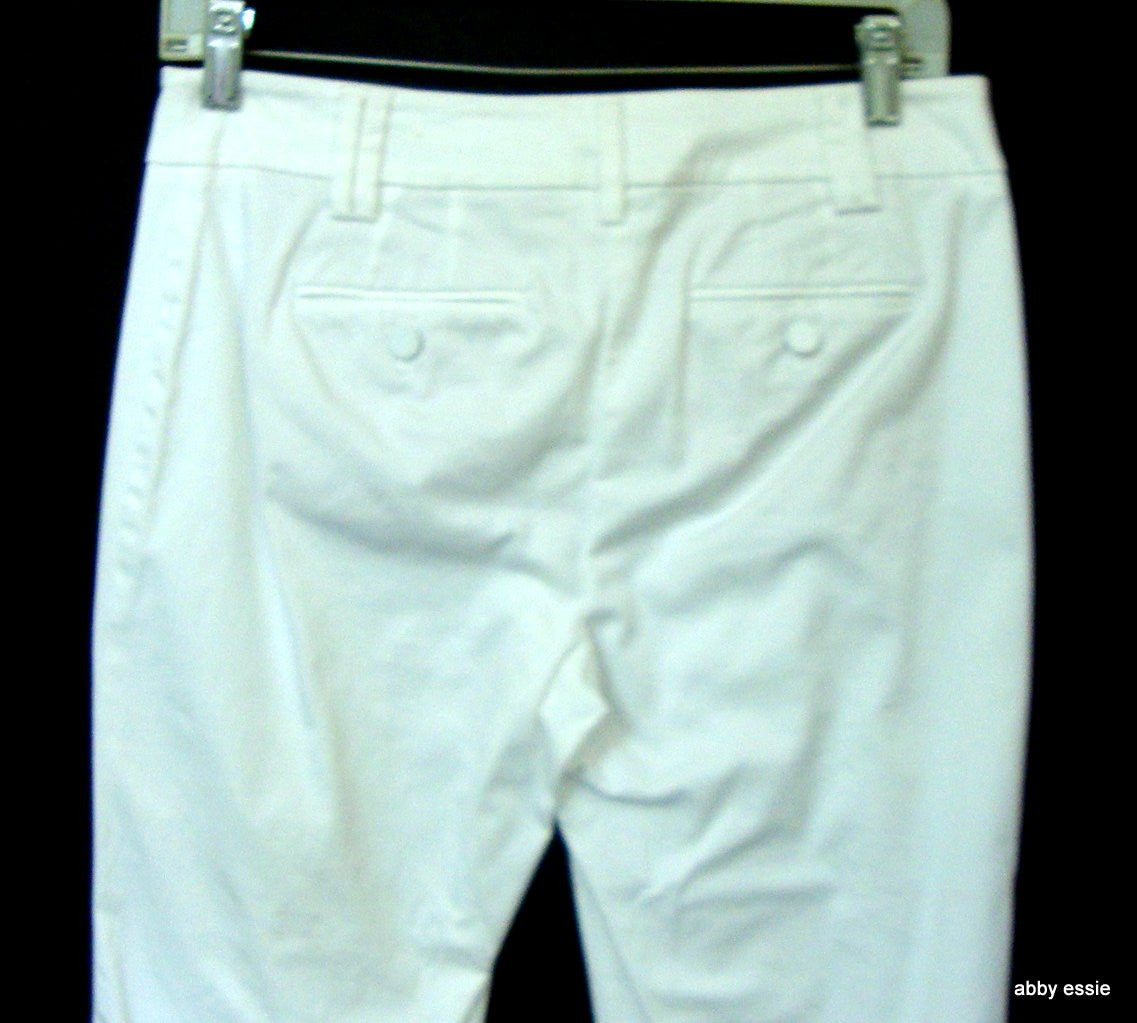 Ann Taylor Loft Petites White Flat Front Stretch Career Cocktail Casual Pants 2p