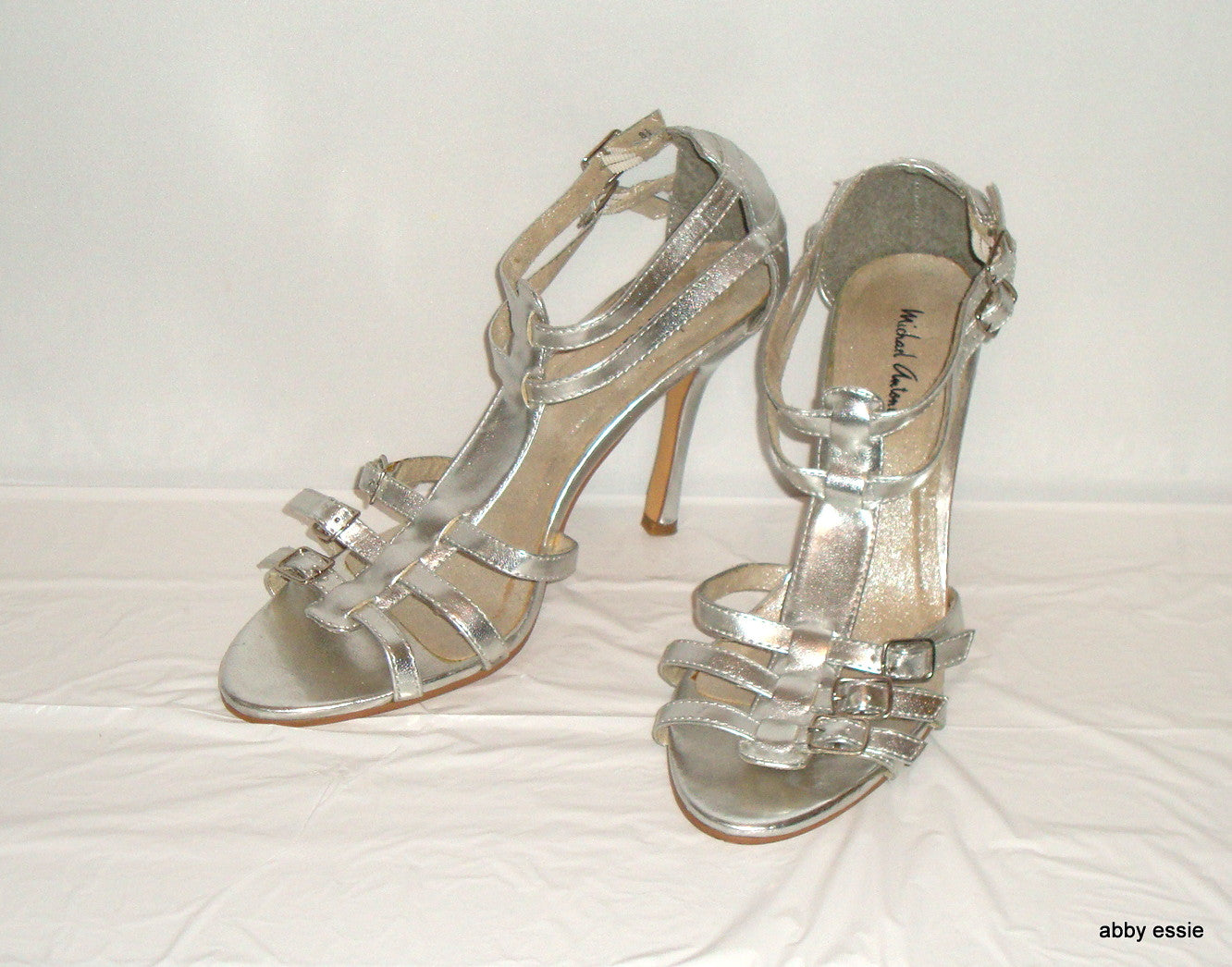 Michael Antonio Silver Stiletto Sandals 8.5m Abby Essie
