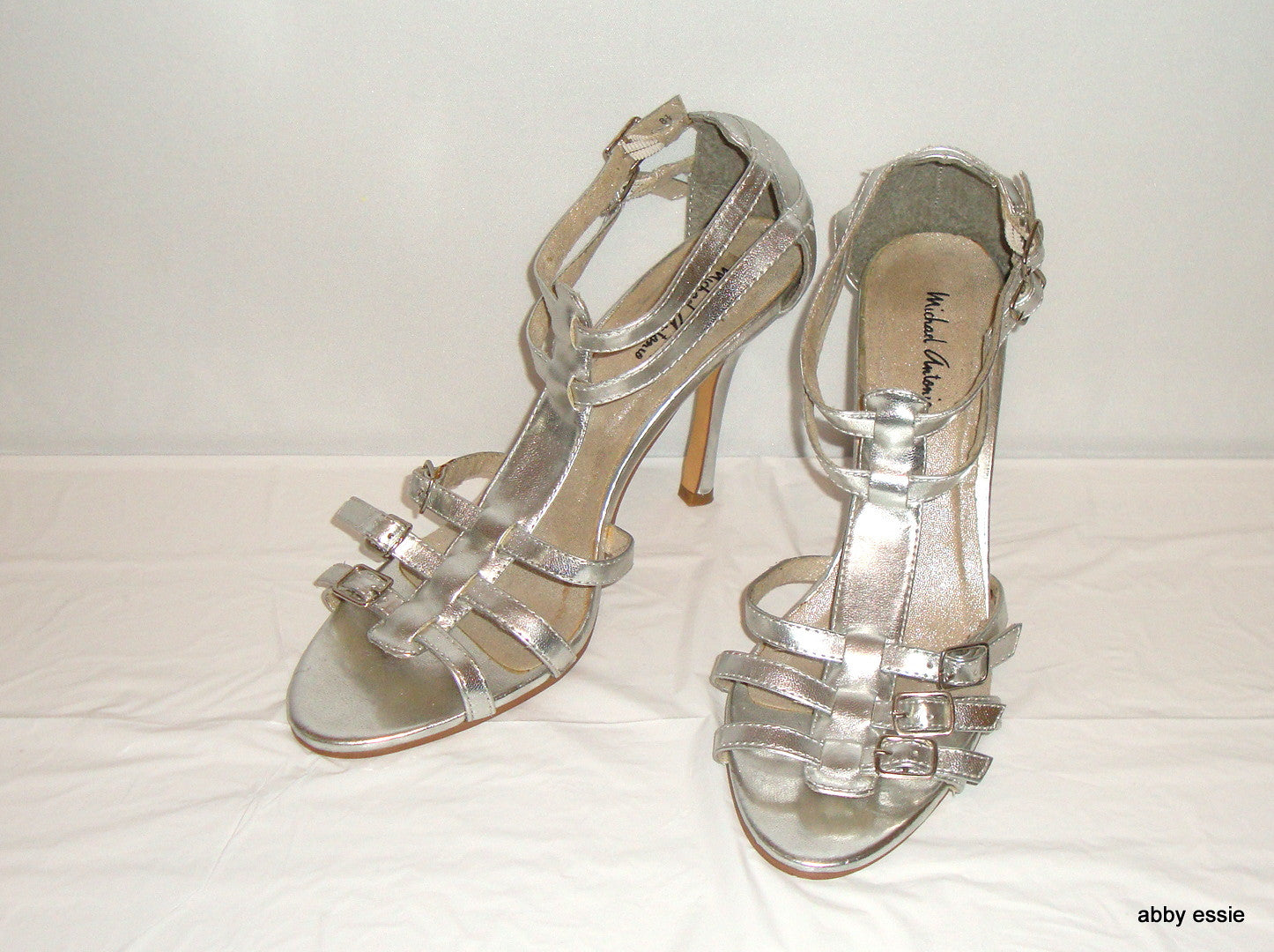 Michael Antonio Silver Stiletto Sandals 8.5m Abby Essie