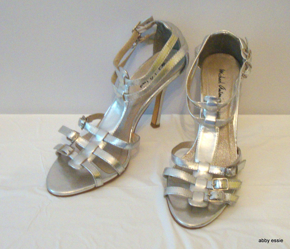 Michael Antonio Silver Stiletto Sandals 8.5m Abby Essie