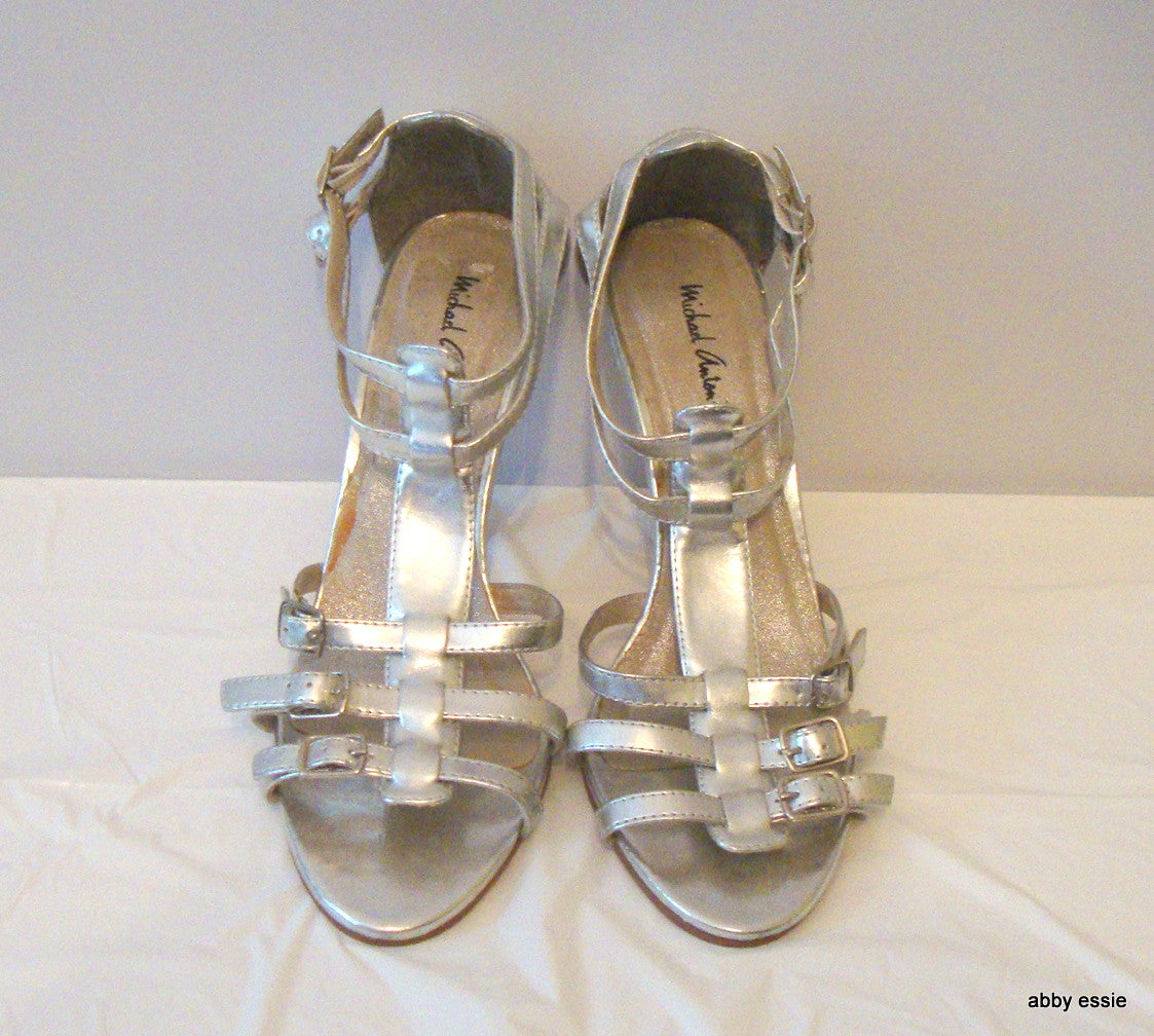 Michael Antonio Silver Stiletto Sandals 8.5m Abby Essie