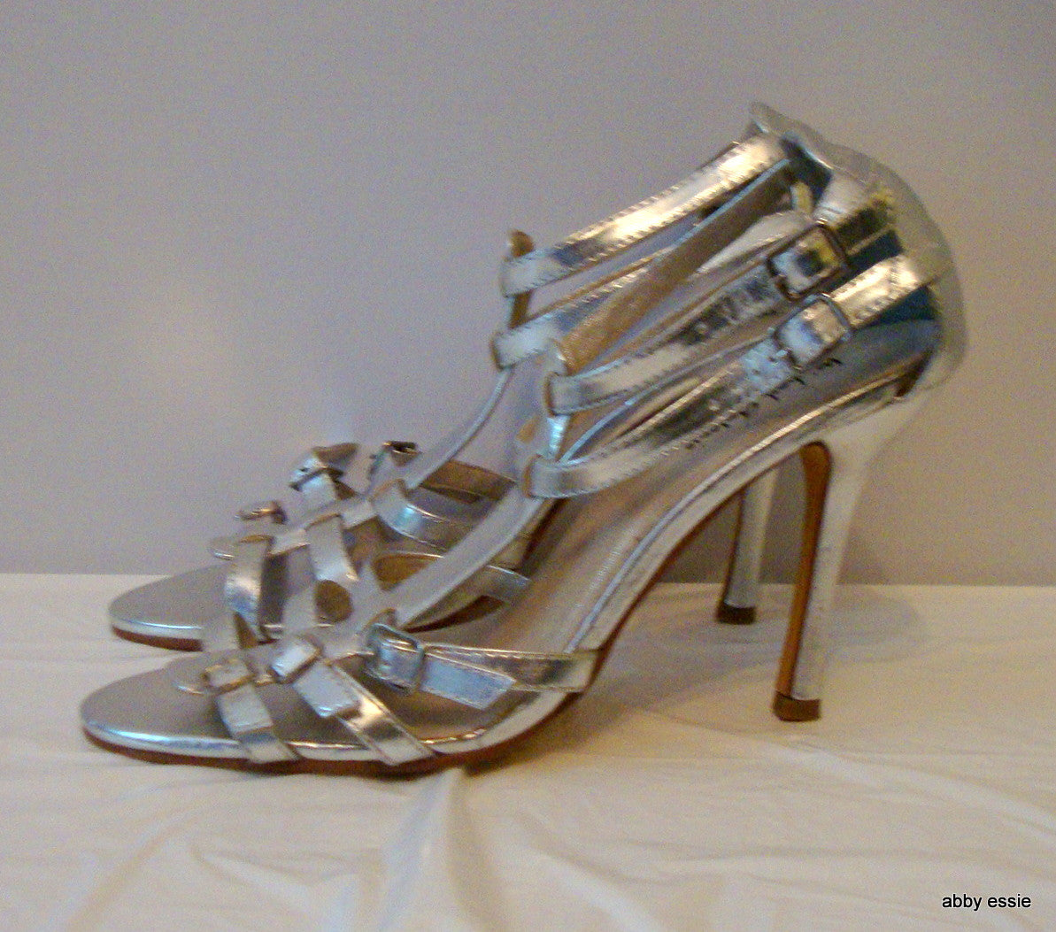 Michael Antonio Silver Stiletto Sandals 8.5m Abby Essie