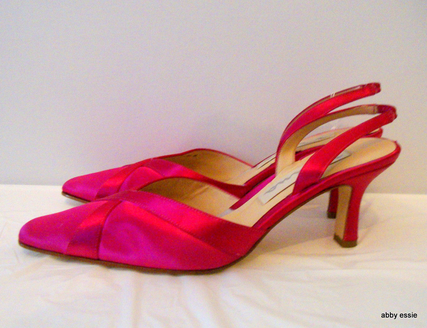 Hot Pink Satin Sling Back Mules 8.5M