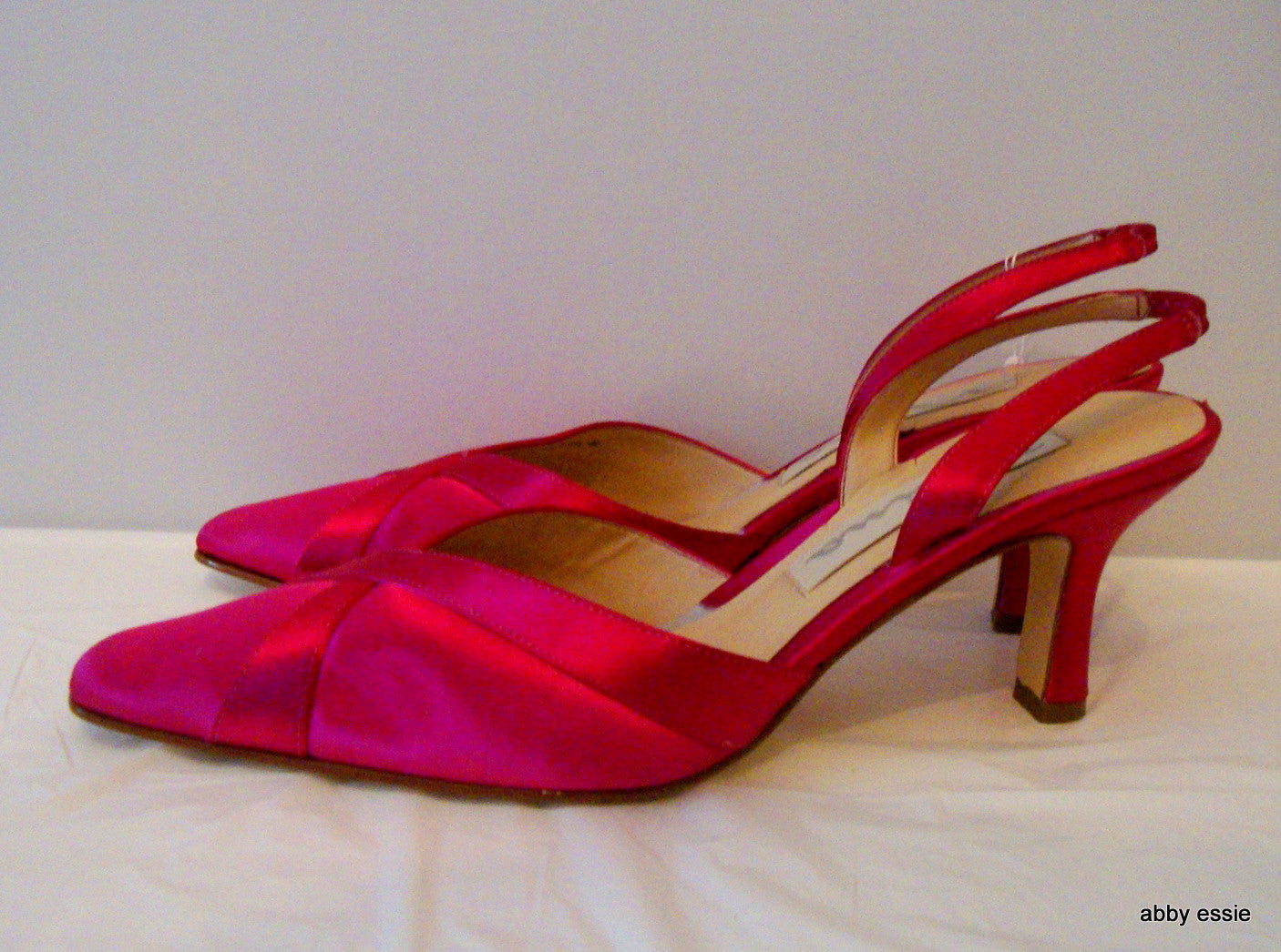 Hot Pink Satin Sling Back Mules 8.5M